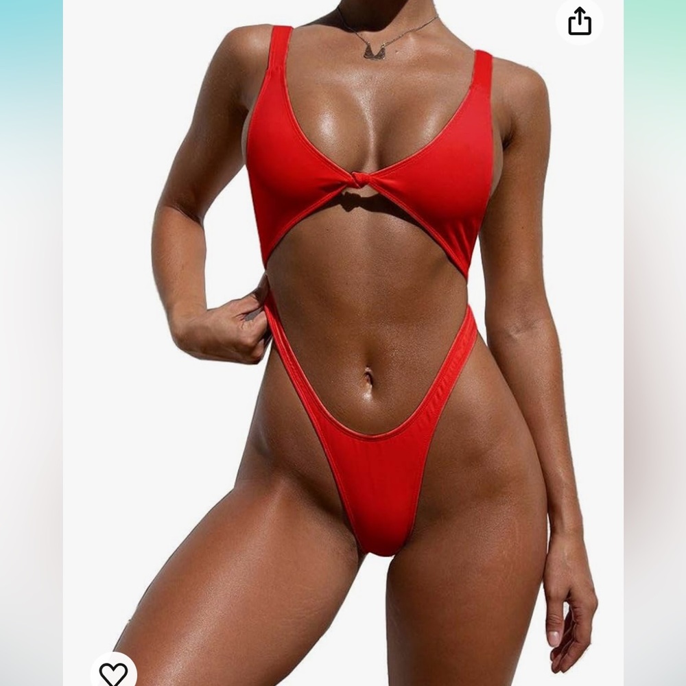 Red One Piece Swimsuit - Small